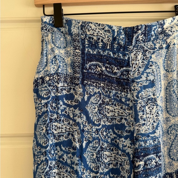Zara Blue Paisley Pattern Pants Size Large - Picture 3 of 5